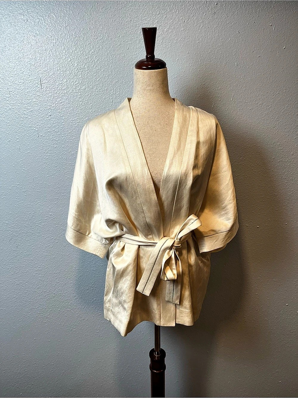 Peserico Ivory Wrap Blouse in Cream Size Medium